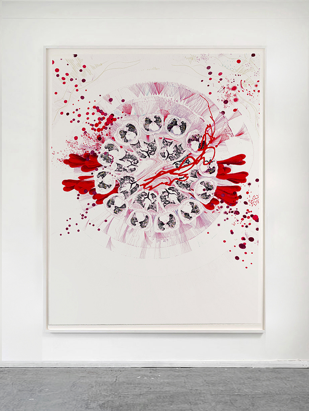 Maess Anand, „COVID-19 study, March 2020“, pen and marker on paper, 105 x 70 cm, 2020